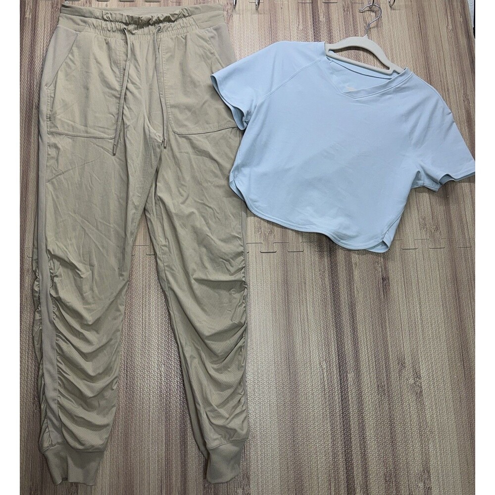 Lululemon Beyond Studio Jogger & Nulux Cropped Tennis SS Shirt Size 6